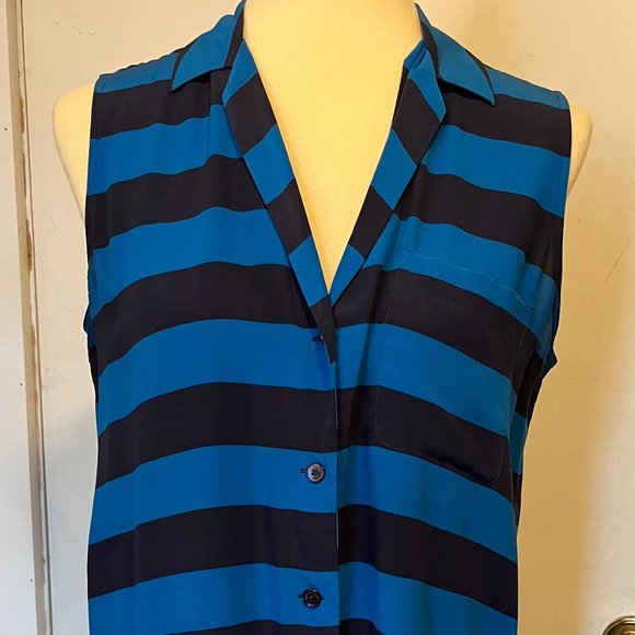 Equipment Tops - Equipment Silk Sleeveless Blue Top